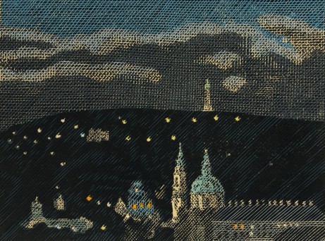 Sv. Mikuláš v noci, bar.linoryt,2012,47x62