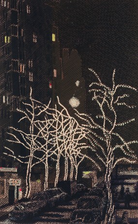Vánoce na 73.ulici,N.Y.,bar.linoryt,2014,67x42
