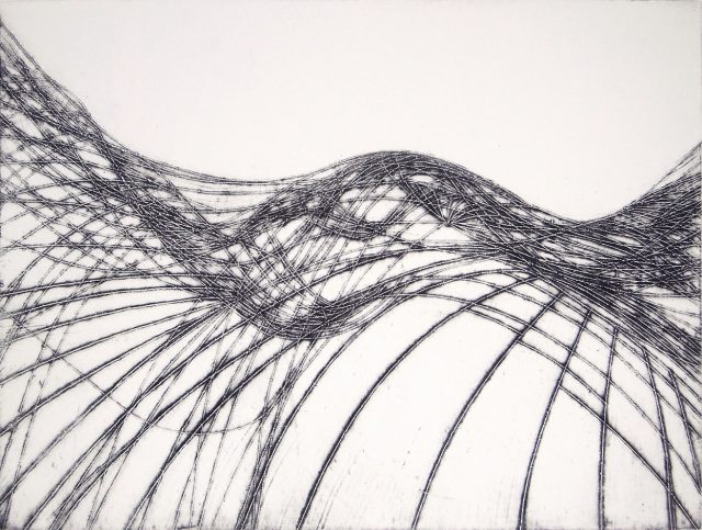 Snění I, 2016, strukturální grafika, papír, 45 x 60 cm